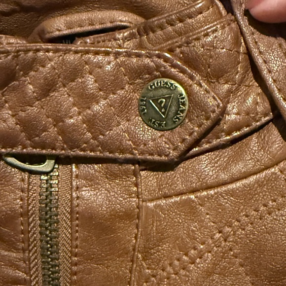 Guess Brown Quilted Vegan Leather Jacket - Picture 7 of 10